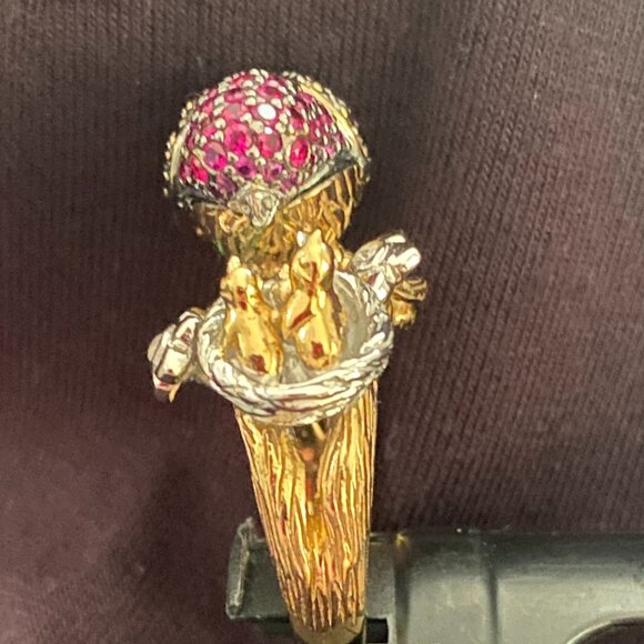 Bird Ring 14 K over Sterling Silver 925. Size 7. - Picture 6 of 9